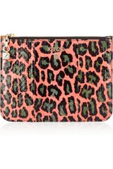 Kenzo Animal Print Water Snake and Patent Leather Clutch