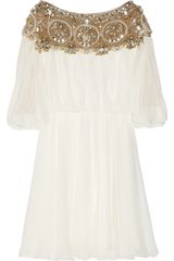 Marchesa Embellished Silk chiffon Dress