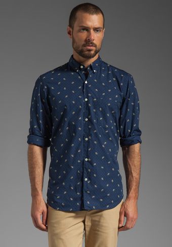 Steven Alan Single Needle Shirt in Floral Indigo - Lyst