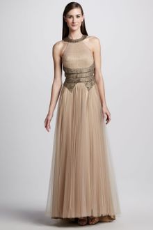 Catherine Deane Tiered Tulle Halter Combo Gown - Lyst