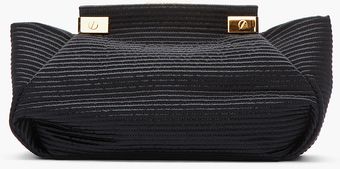 Lanvin Oversize Black Stitched Satin Clutch - Lyst