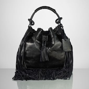 Ralph Lauren Python Large Fringe Hobo - Lyst
