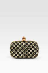 Alexander McQueen Embellished Satin Twoface Skull Clutch