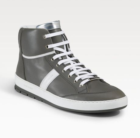 dior leather homme hightop sneakers grey