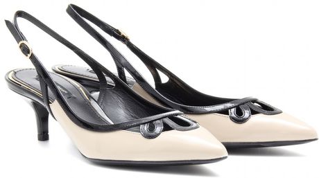 nude patent leather slingbacks