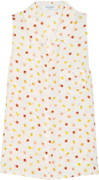 Equipment Mina Fruitprint Washedsilk Blouse - Lyst
