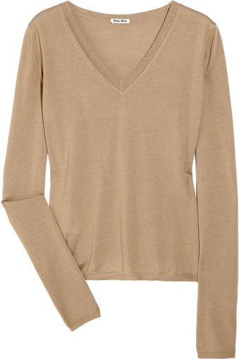 Miu Miu Cashmere and Silkblend Sweater - Lyst