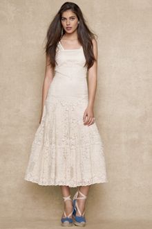 Ralph Lauren Blue Label Dropwaist Lace Dress - Lyst