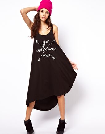ASOS Collection Asos Midi Dress with You Can Go Your Own Way Print - Lyst
