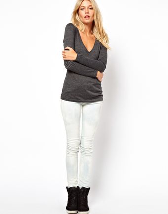 ASOS Collection Asos Top with Long Sleeves and V Neck - Lyst