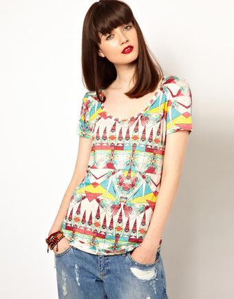 Eleven Paris Aztec Print Tee in Linen - Lyst