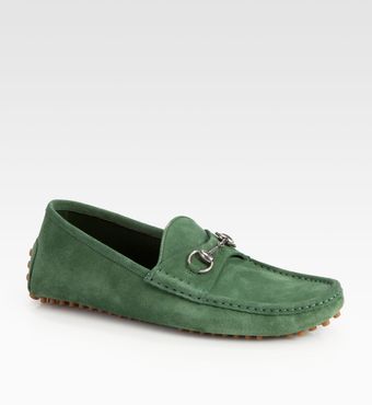 Gucci Damo Suede Horsebit Driver - Lyst