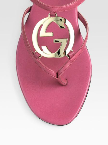 GUCCI Patent Bee Thong Sandal 39.5 Perfect Pink 474292