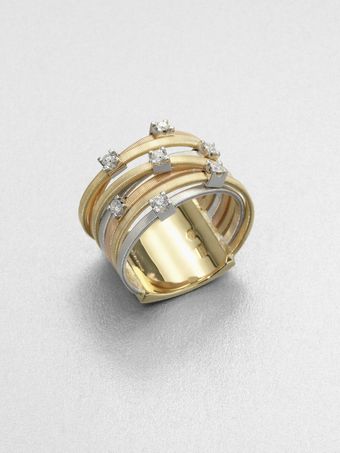 Marco Bicego Seven Row Diamond Tritone Gold Ring - Lyst