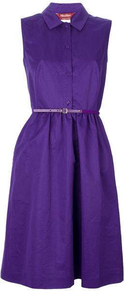 Max Mara Studio Sleeveless Belted Shirt Dress - Lyst
