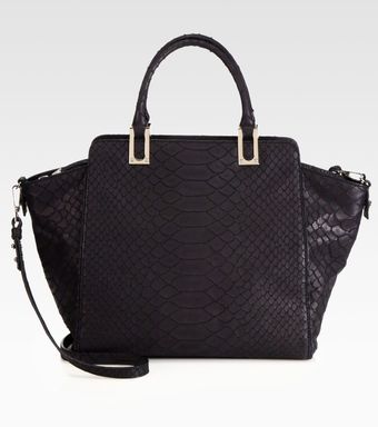 Milly Reece Pythonembossed Leather Tote - Lyst