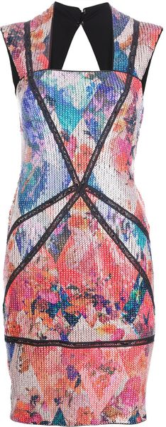 Nicole Miller Sleeveless Sequin Dress - Lyst