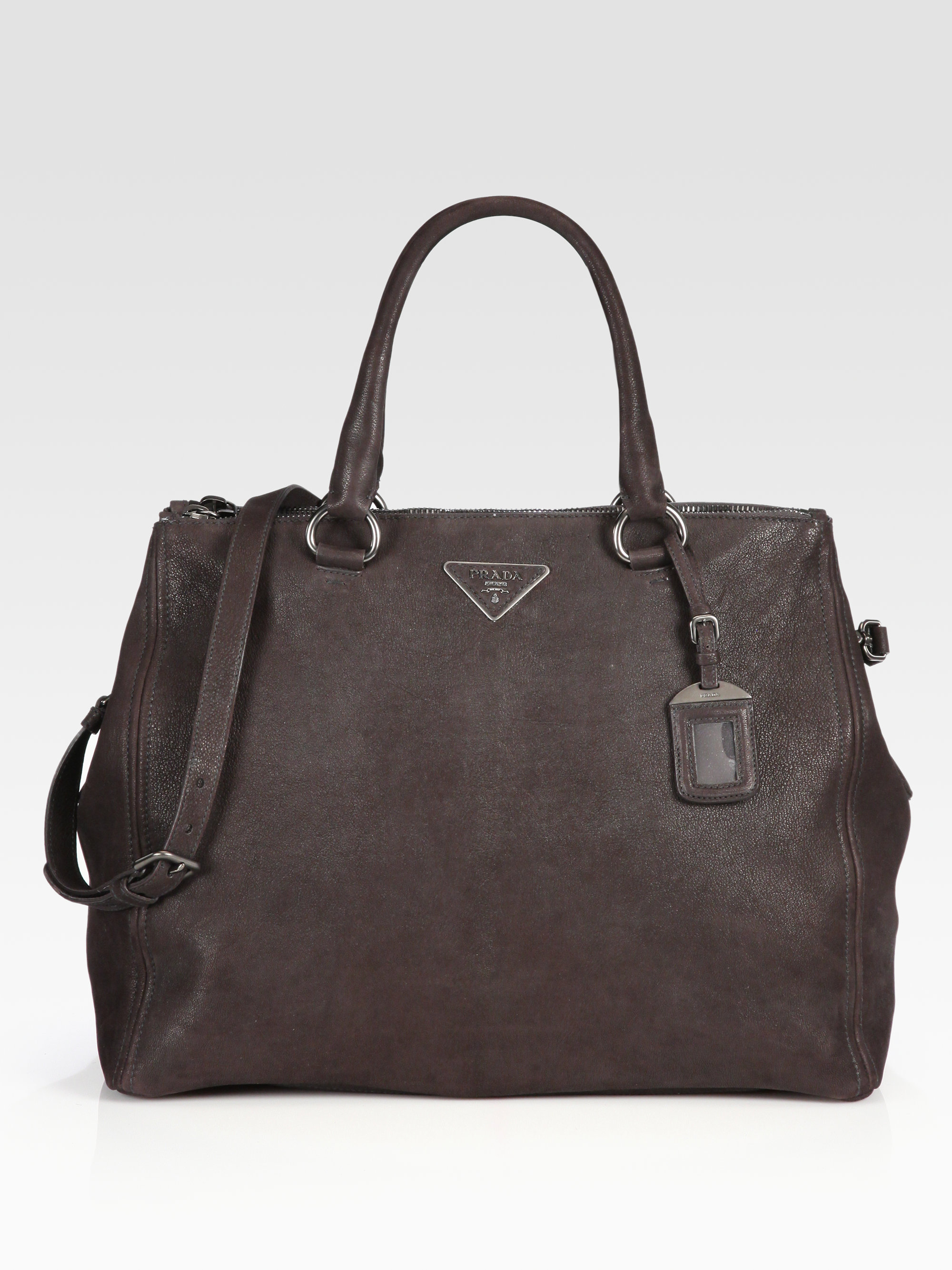 Prada Capra Large Leather Tote Bag in Black (brown) | Lyst