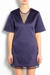 Richard Nicoll V Neck Illusion Shift Dress with Mesh Detail