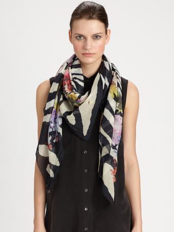 Roberto Cavalli Zooran Armoise Print Scarf - Lyst