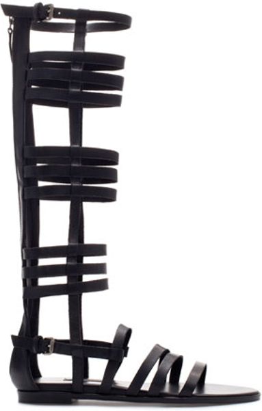 Zara Gladiator Sandals in Black | Lyst