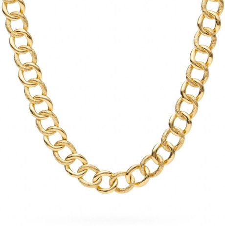 Coach Signature C Curb Chain Link Necklace in Gold (gold/gold) | Lyst