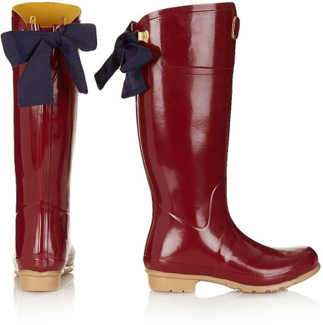 red wide calf wellies
