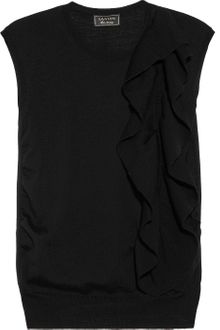 Lanvin Ruffled Fine Knit Wool Sweater - Lyst