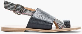 Maison Martin Margiela Black Glenplaid Printed Calfskin Sandals - Lyst