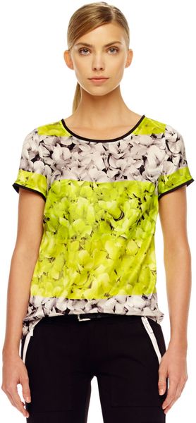 Michael Kors Two-Tone Floral-Print Top - Lyst