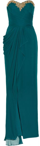Notte By Marchesa Embellished Draped Silk-Chiffon Gown - Lyst