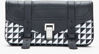 Proenza Schouler Black Leather Diagonal Checked Ps1 Pochette - Lyst