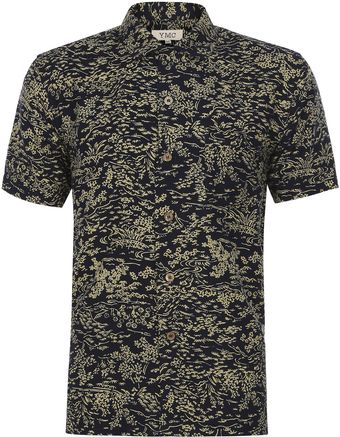 YMC Navy Japanese Print Shirt - Lyst