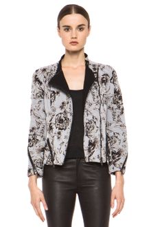 3.1 Phillip Lim Floral Relief Print Corded Motorcycle Jacket in Antique White - Lyst