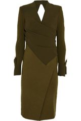 Donna Karan New York Wool Blend Crepe and Stretch Jersey Dress