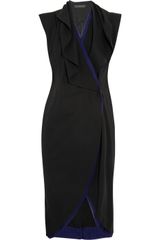 Donna Karan New York Woolblend Twill and Pleated Silkchiffon Dress