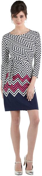 Donna Morgan Printed Side Tie Dress - Lyst