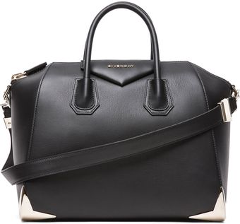 Givenchy Antigona Medium Gold Corners in Black - Lyst