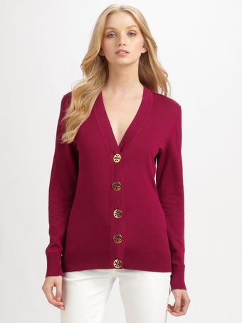 Tory Burch Simone Cotton Cardigan Sweater - Lyst
