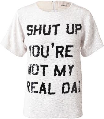 Ashish Shut Up You're Not My Real Dad Hand-Sequined Top - Lyst