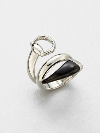 Gucci Sterling Silver Black Horn Wrapped Ring - Lyst