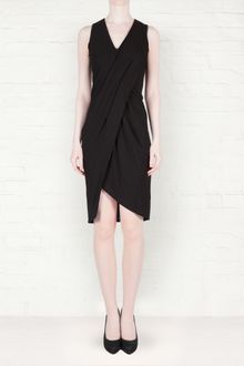 Helmut Lang Helmut Lang Black Helix Jersey Drape Front Dress - Lyst