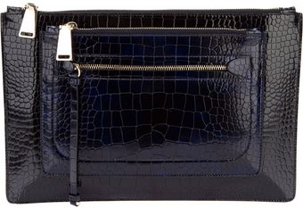 Jil Sander Crocodile Effect Clutch - Lyst