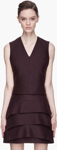 Mugler Deep Purple Wool-Silk V-Neck Top - Lyst