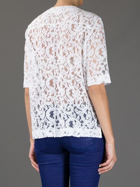 Victoria Beckham Lace Blouse In White Lyst
