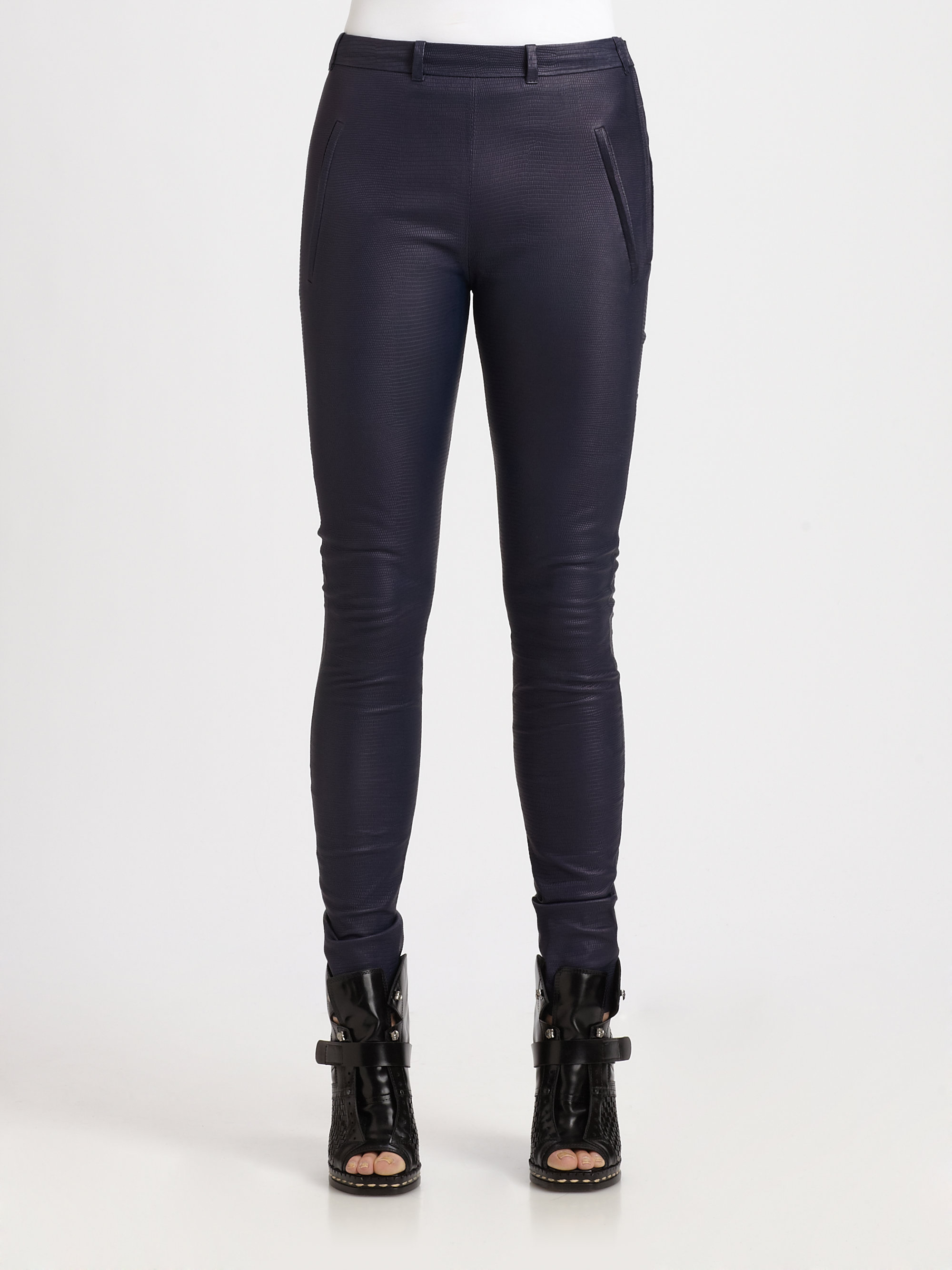Acne Studios Best Highwaist Leather Pants in Blue (navy) Lyst