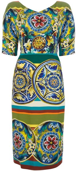 Dolce & Gabbana Printed Pencil Dress - Lyst