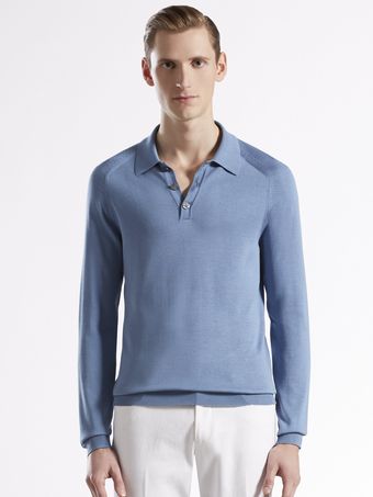 Gucci Fine Silk Longsleeve Polo - Lyst