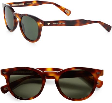 Marc Jacobs Preppy Round Plastic Sunglasses in Brown (havana) - Lyst