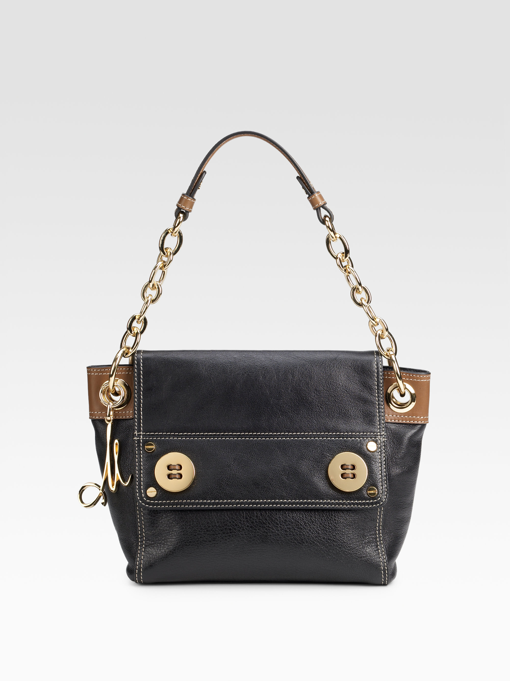 Milly Small Leather Shoulder Bag in Black | Lyst